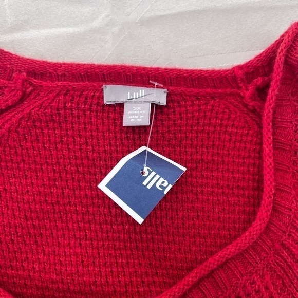 New J. Jill Red Knit Long Sleeve Midi Dress Size 3X - Picture 3 of 6